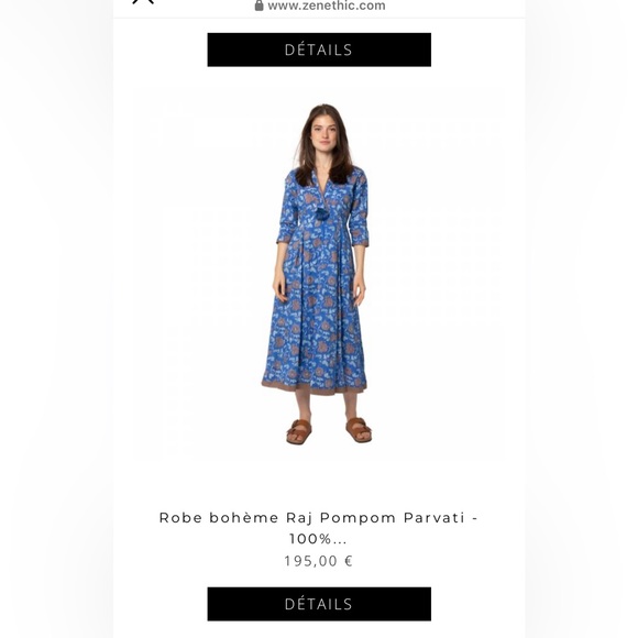 Zen Ethic French Designed Made in India Robe Bohème Raj Pompom Parvati Dress - Picture 11 of 11